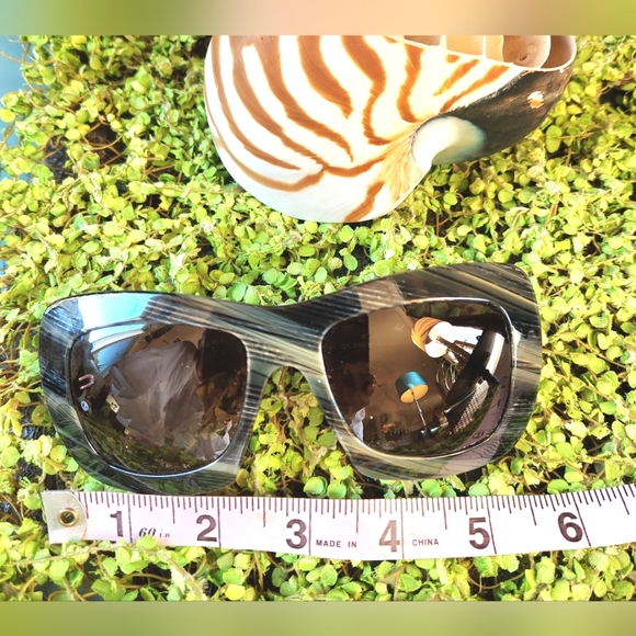 GIORGIO ARMANI Black Grey Striped Vtg Oversized GA 205/S BK6 Logo Sunglasses EUC - Picture 11 of 16